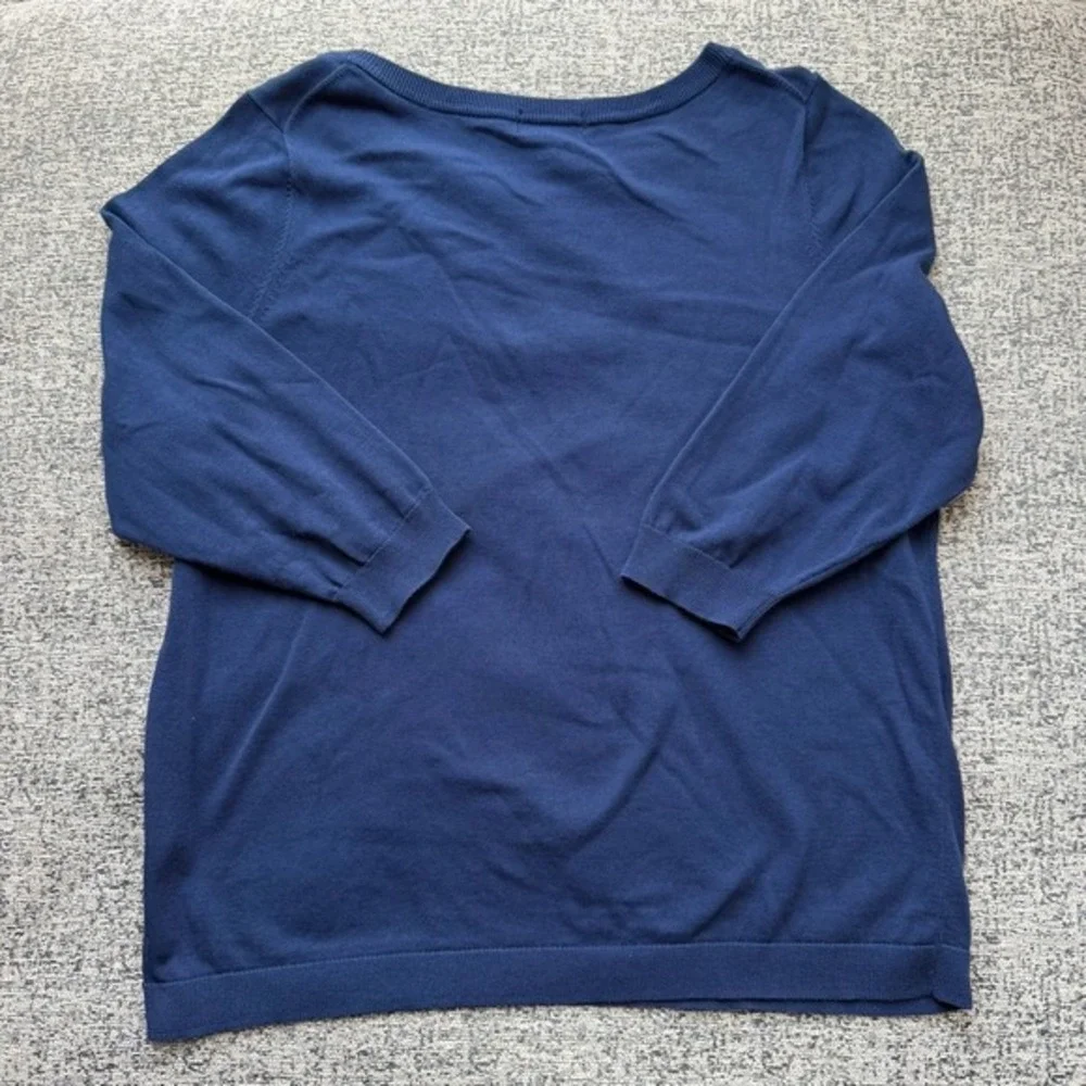 Lands' End Supima‎ Cotton Sweater Women 1X Blue Crewneck Lightweight Pullover